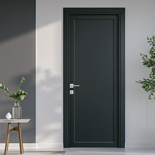 Image: Baltimore 1 Panel Solid Wood Internal Door UK Made DD6301 - Eco-Urban® Shadow Black Premium Primed