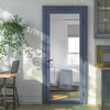 Baltimore 1 Pane Solid Wood Internal Door UK Made DD6301G - Clear Glass - Eco-Urban® Heather Blue Premium Primed