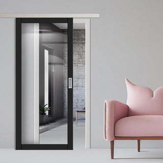 Image: Single Sliding Door & Premium Wall Track - Eco-Urban® Baltimore 1 Pane Door DD6301G - Clear Glass - 6 Colour Options