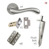 Bari Double Door Lever Handle Pack - 6 Radius Cornered Hinges - Satin Finish - Combo Handle and Accessory Pack