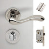 Bari Door Lever Bathroom Handle Pack - 4 Square Hinges - Polished Chrome Finish