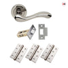 Bari Door Lever Handle Pack - 3 Square Hinges - Polished Chrome Finish