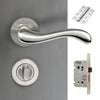 Bari Door Lever Bathroom Handle Pack - 3 Square Hinges - Satin Finish