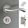 Bari Door Lever Bathroom Handle Pack - 3 Square Hinges - Satin Finish