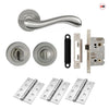Bari Door Lever Bathroom Handle Pack - 3 Square Hinges - Satin Finish