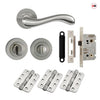 Bari Door Lever Bathroom Handle Pack - 3 Radius Cornered Hinges - Satin Finish