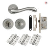 Bari Door Lever Bathroom Handle Pack - 3 Radius Cornered Hinges - Satin Finish