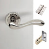 Bari Door Lever Handle Pack - 4 Square Hinges - Polished Chrome Finish