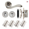 Bari Door Lever Bathroom Handle Pack - 4 Square Hinges - Polished Chrome Finish