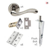 Bari Double Door Lever Handle Pack - 8 Square Hinges - Polished Chrome Finish - Combo Handle and Accessory Pack