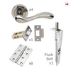 Bari Double Door Lever Handle Pack - 8 Square Hinges - Polished Chrome Finish - Combo Handle and Accessory Pack