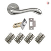 Bari Door Lever Handle Pack - 4 Radius Cornered Hinges - Satin Finish