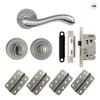 Bari Door Lever Bathroom Handle Pack - 4 Radius Cornered Hinges - Satin Finish