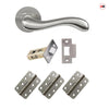 Bari Door Lever Handle Pack - 3 Radius Cornered Hinges - Satin Finish