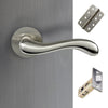 Bari Door Lever Handle Pack - 4 Radius Cornered Hinges - Satin Finish