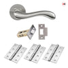 Bari Door Lever Handle Pack - 3 Square Hinges - Satin Finish