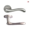 Bari Door Lever Bathroom Handle Pack - 3 Radius Cornered Hinges - Satin Finish