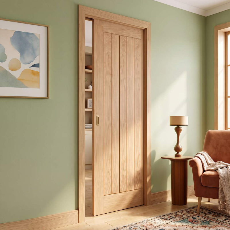 Belize Oak Evokit Pocket Fire Door - 30 Minute Fire Rated