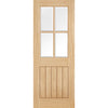 Belize 4 Pane Oak Internal Door - Bevelled Clear Glass - Unfinished
