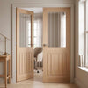 Belize Oak Internal Door Pair - Silkscreen Etched Clear Glass