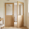Belize Oak Internal Door Pair - Silkscreen Etched Glass - Prefinished