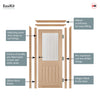 EasiKit Internal Door and Frame Kit - Belize Oak Internal Door - Silkscreen Etched Clear Glass