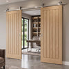 Top Mounted Stainless Steel Sliding Track & Double Door - Belize Oak Flush Doors - Prefinished