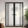 Bella Solid Wood Internal Door Pair UK Made DD0103C Clear Glass - Shadow Black Premium Primed - Urban Lite® Bespoke Sizes