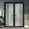 Bella Solid Wood Internal Door Pair UK Made DD0103F Frosted Glass - Shadow Black Premium Primed - Urban Lite® Bespoke Sizes