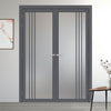 Bella Solid Wood Internal Door Pair UK Made DD0103F Frosted Glass - Stormy Grey Premium Primed - Urban Lite® Bespoke Sizes