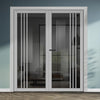 Bella Solid Wood Internal Door Pair UK Made DD0103T Tinted Glass - Mist Grey Premium Primed - Urban Lite® Bespoke Sizes