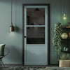 Berkley 2 Pane 1 Panel Solid Wood Internal Door UK Made DD6309 - Tinted Glass - Eco-Urban® Sage Sky Premium Primed