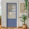 Berkley 2 Pane 1 Panel Solid Wood Internal Door UK Made DD6309 - Clear Reeded Glass - Eco-Urban® Heather Blue Premium Primed