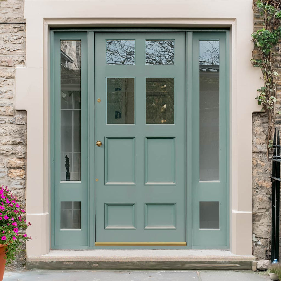 Exterior Victorian Bird 4L 4P Front Door with Two Sidelights - Customisable: Size, Colour, Glass and Sidelight Options