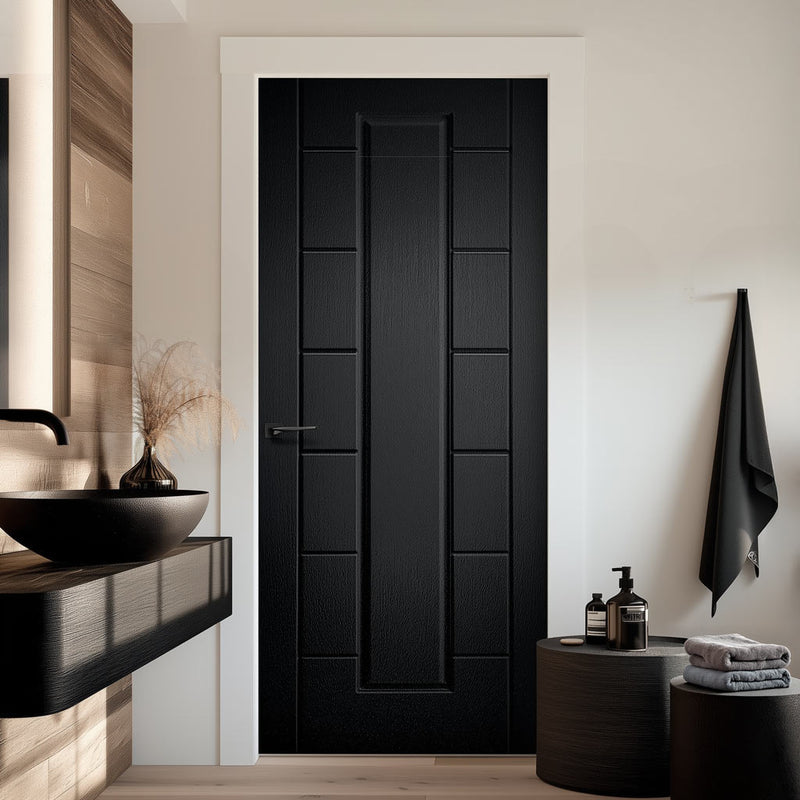 Cairngorm Black Grained Internal PVC Door - Suitable for Bathrooms