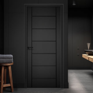 Image: Carolina Black Grained Internal PVC Door - Ideal for Bathrooms