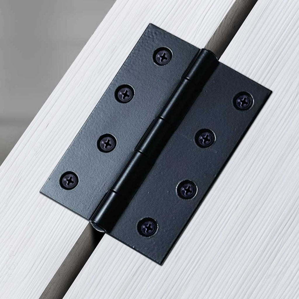 8x Ares Loft Style Matt Black Hinges - 102x67mm