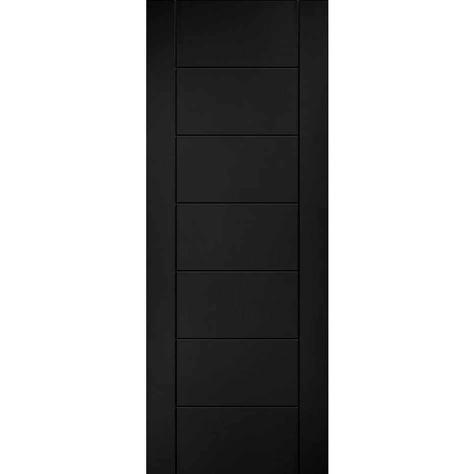 Linear 7 Panel Door - Black Laminated - Prefinished