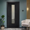 Linear 7 Panel Door - Clear Glass - Black Laminated - Prefinished