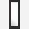 Premium Single Sliding Door & Wall Track - Diez Charcoal Black 1L Door - Raised Mouldings - Clear Glass - Prefinished