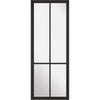 SpaceEasi Top Mounted Black Folding Track & Double Door  - Liberty 4 Pane Black Primed Door - Clear Glass