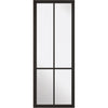 Premium Single Sliding Door & Wall Track - Liberty 4 Pane Door - Black Primed - Clear Glass