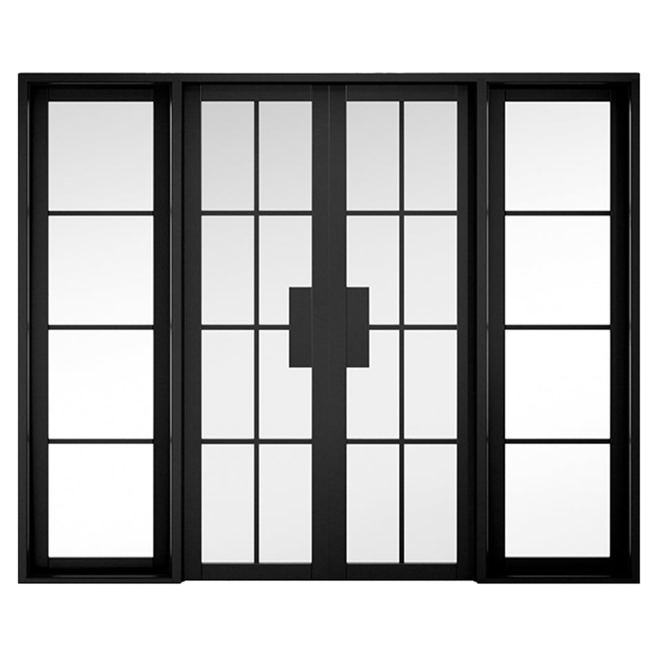 W8 Malvern Room Divider Internal Door & Frame Kit - Clear Glass - Black Prefinished - 2031x2478mm Wide