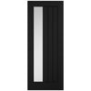 Top Mounted Black Sliding Track & Double Door - Mexicano Black Internal Door - Vertical Lining - Offset Clear Glass - Prefinished
