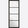 Top Mounted Black Sliding Track & Door - Value Industrial Glazed Door - Black Primed