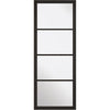 EasiKit Internal Door and Frame Kit - Soho 4 Pane Black Primed Internal Door - Clear Glass