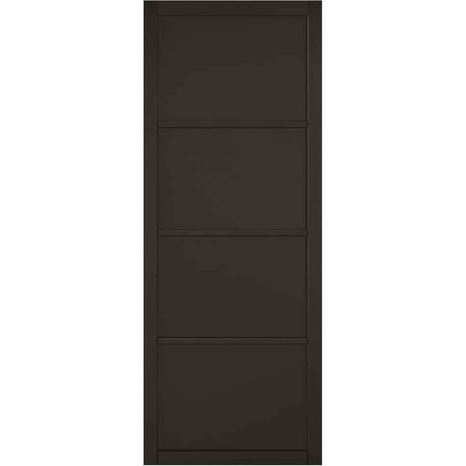 Sliding Top Mounted Black Folding Track & Double Door - Soho 4 Panel Black Painted Door - Prefinished