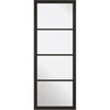 Premium Single Sliding Door & Wall Track - Soho 4 Pane Door - Black Primed - Clear Glass