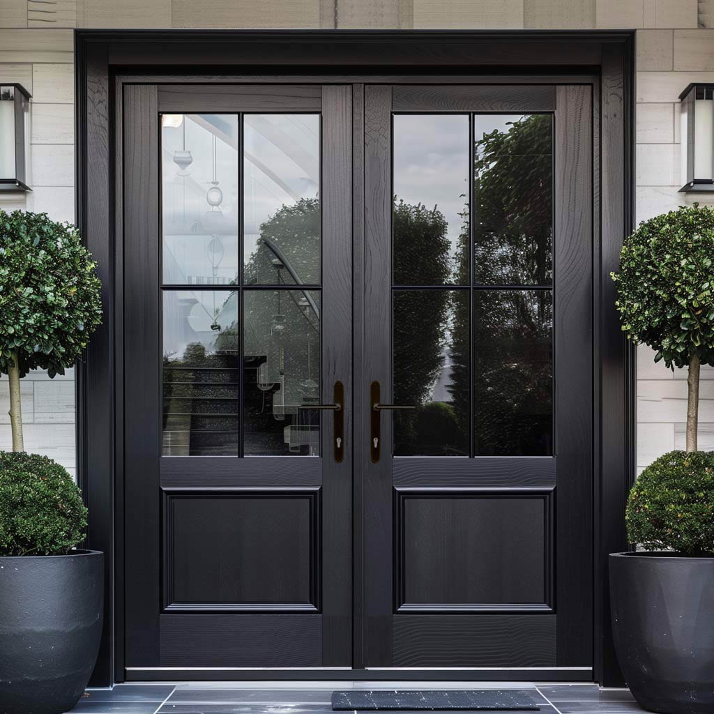 black double French doors