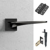 Zenith Double Door Lever Handle Pack - 8 Radius Cornered Hinges - Matt Black - Combo Handle and Accessory Pack
